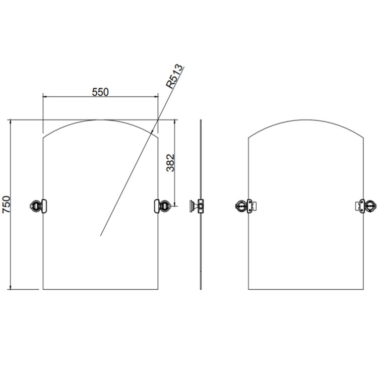 GRADE A1 - Frameless Arched Bathroom Mirror - 550 x 750mm - Baxenden