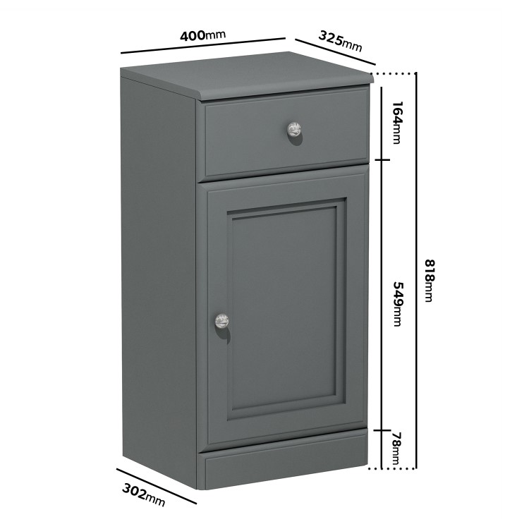 Single Door Dark Grey Freestanding Storage Cabinet 400 x 818mm - Westbury