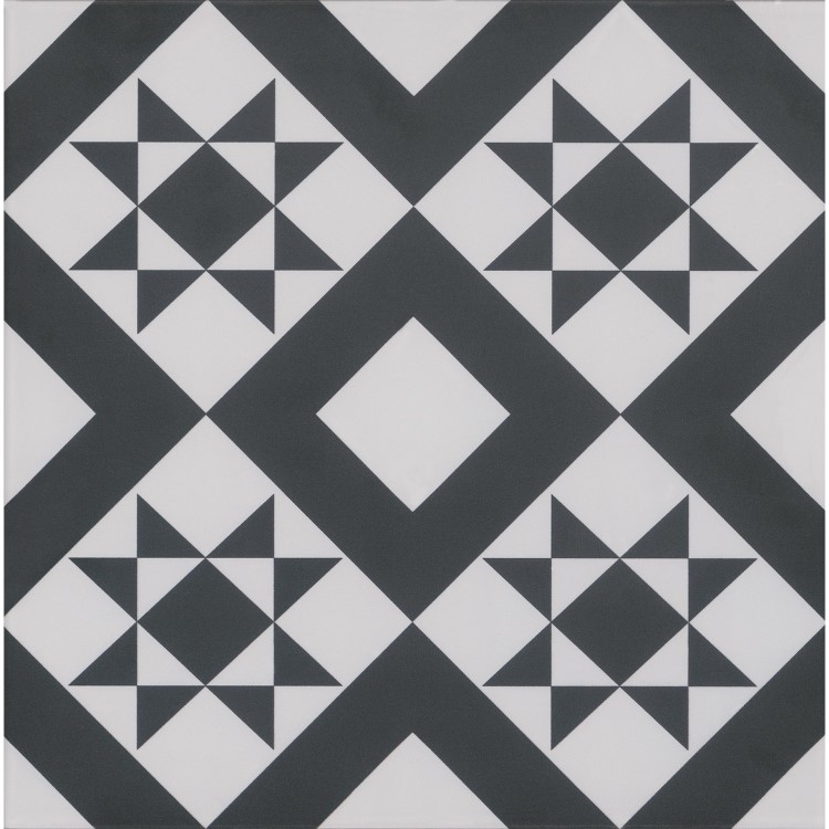 Black Modern Patterned Floor Tile 330 x 330mm - Mayfair