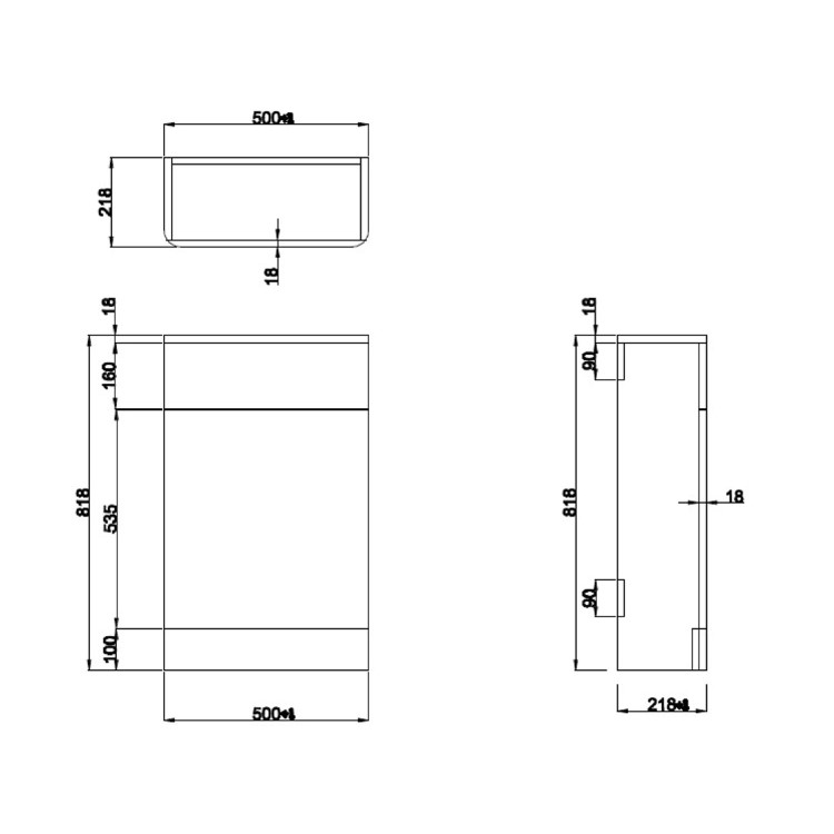 500mm Light Grey Back to Wall Toilet Unit Only - Pendle