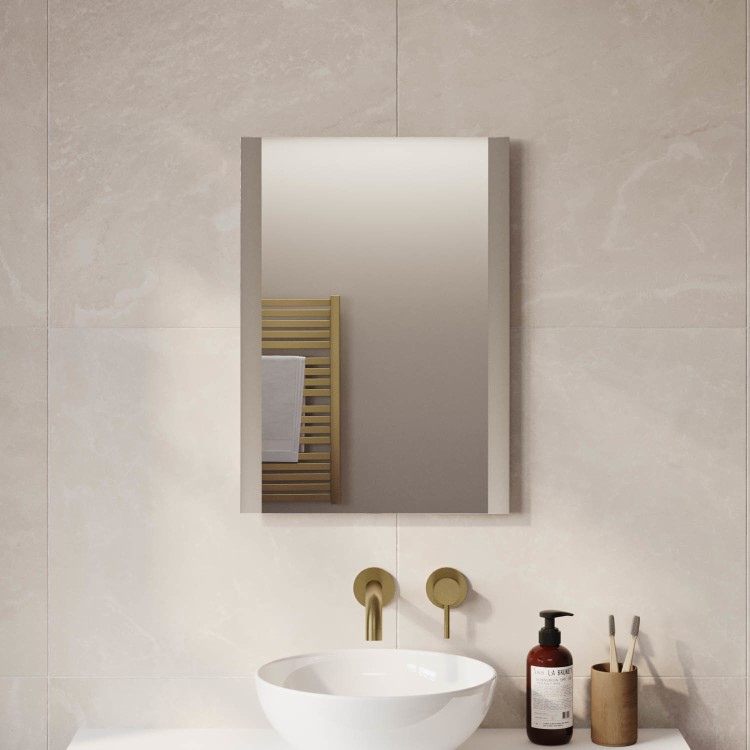 Rectangular Heated Bathroom Mirror with Lights & Shaver Socket 500 x 700mm -Pegasus