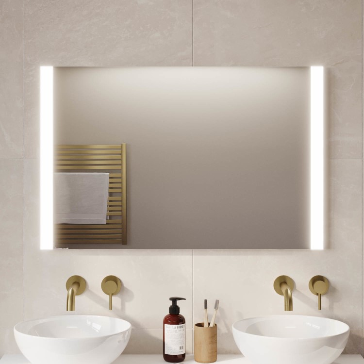 GRADE A1 - Rectangular LED Bathroom Mirror with Demister & Shaver Socket 1000x700mm -Pegasus 