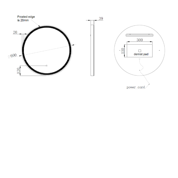 Round Brass Heated Bathroom Mirror with Lights 600mm -Antares