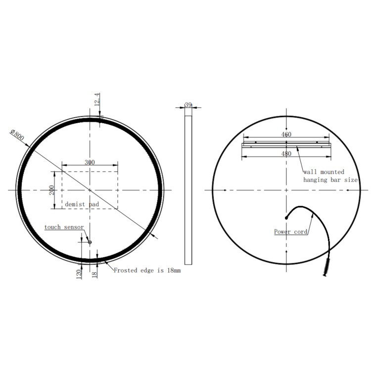 Round Brass Heated Bathroom Mirror with Lights 800mm - Antares