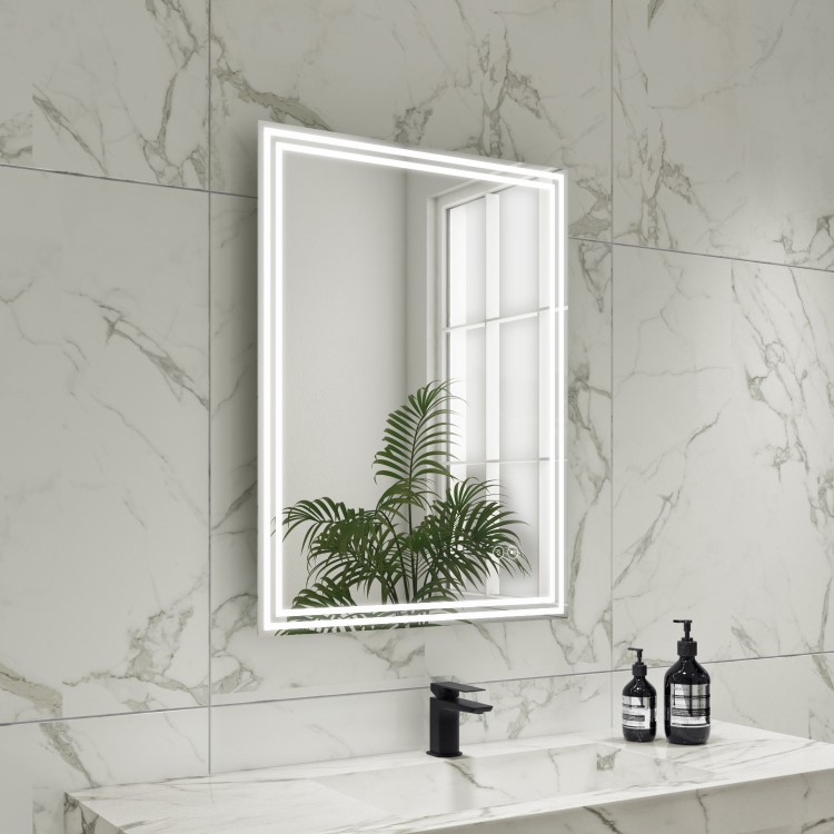 Rectangular Heated Bathroom Mirror with Lights & Wireless Speaker 600x800mm -Antila