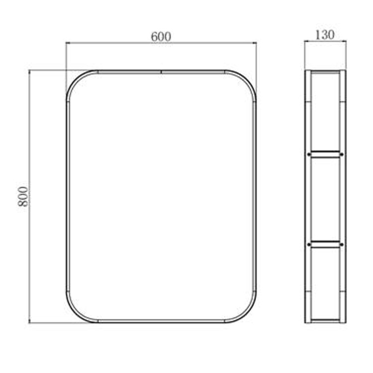 Rectangular Black Industrial Bathroom Mirror with Shelf 600x800mm -Lyra 