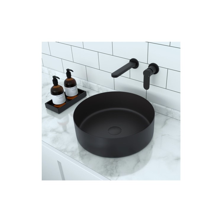 Wall Mounted Black Basin Mixer Tap - Zorah