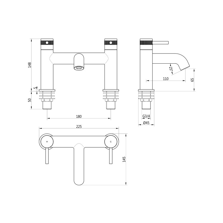 Chrome Bath Mixer Tap - Axel