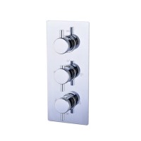 Chrome 3 Outlet Thermostatic Concealed Shower Valve with Triple Control - Chrome