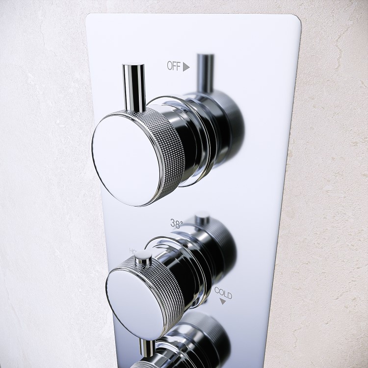 Chrome 3 Outlet Thermostatic Concealed Shower Valve with Triple Control - Chrome