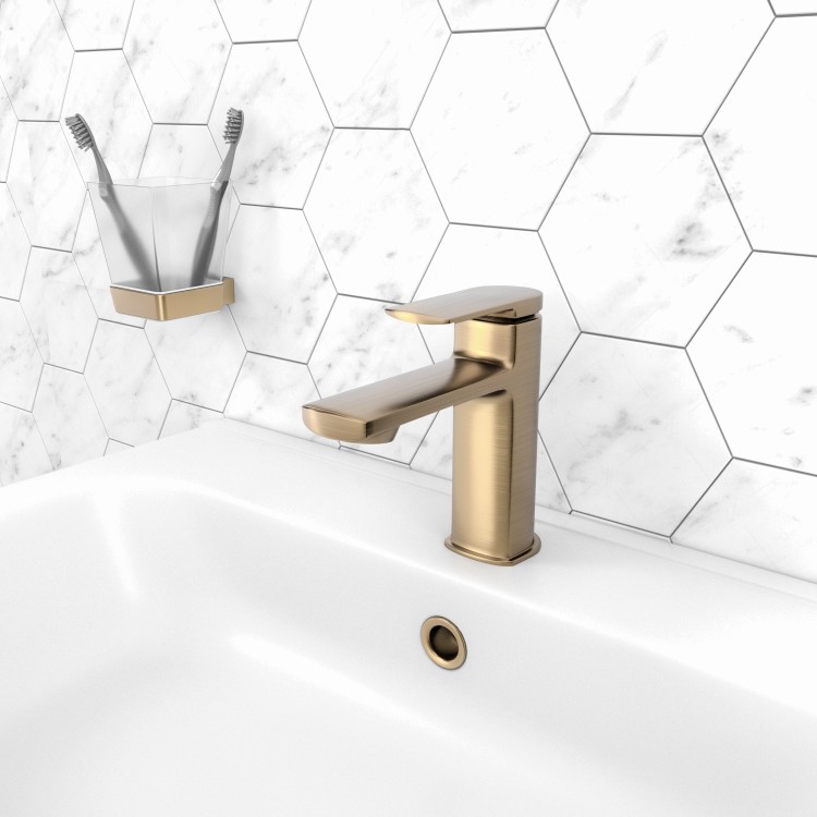 Brushed Brass Mono Basin Mixer Tap - Meko