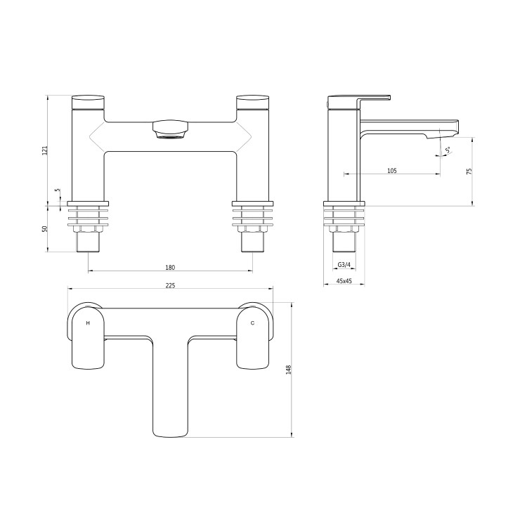 Brushed Brass Bath Filler Mixer Tap - Meko