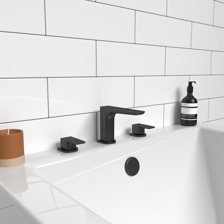 Black Bath Mixer Tap - 3 Tap Hole - Zana