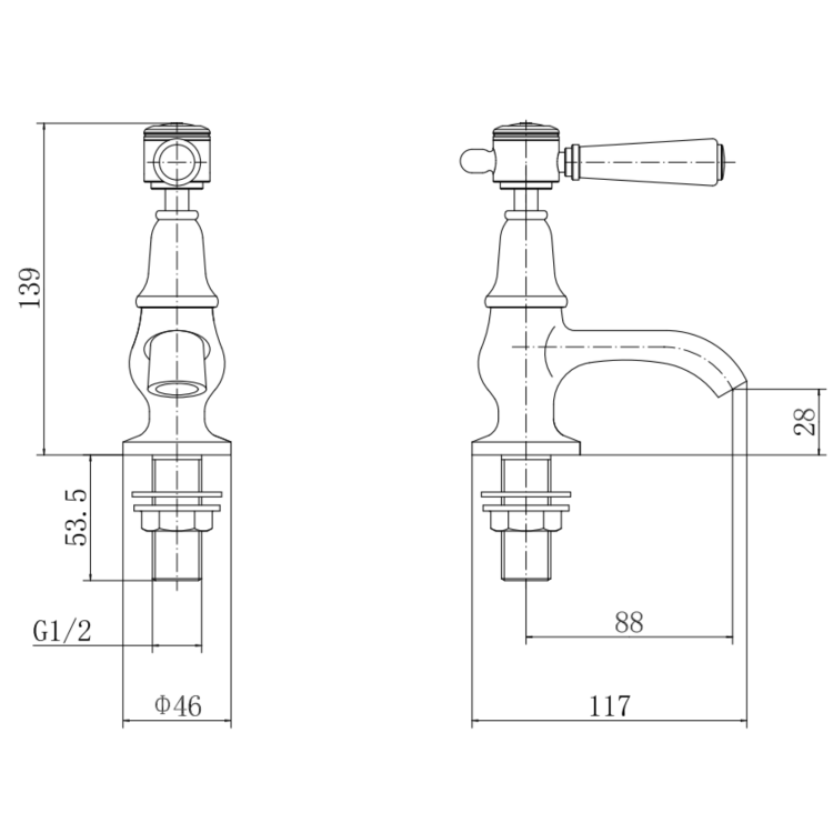 Chrome Basin Pillar Taps - Helston