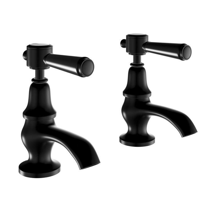 GRADE A1 - Black Basin Pillar Taps - Helston