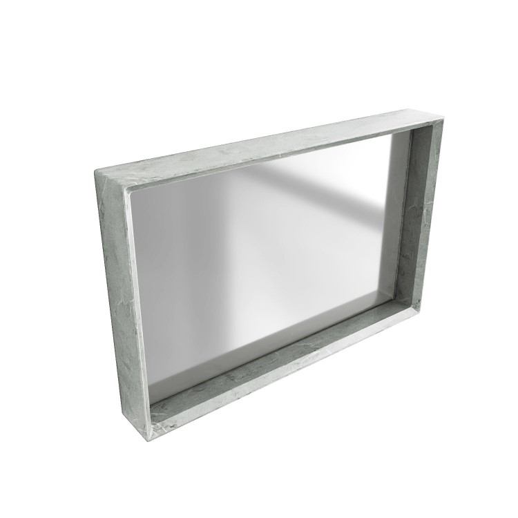 Rectangular Concrete Effect Bathroom Mirror 700 x 450mm - Arragon