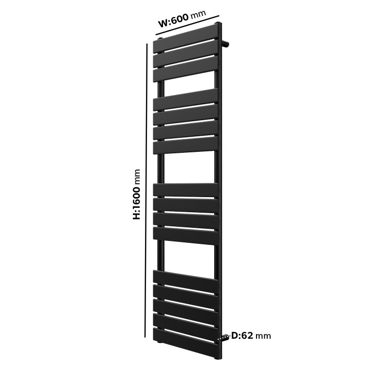 Black Towel Radiator 1600 x 600mm - Tundra