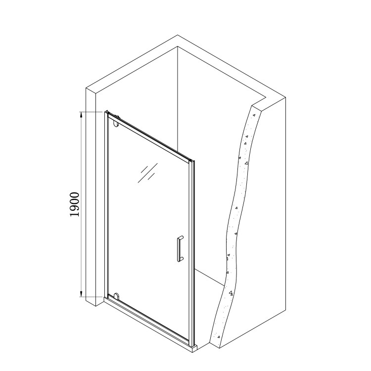 900mm Chrome Hinged Shower Door 6mm Glass - Carina