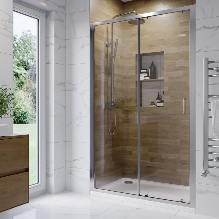 1200mm Chrome Sliding Shower Door 6mm Glass - Carina