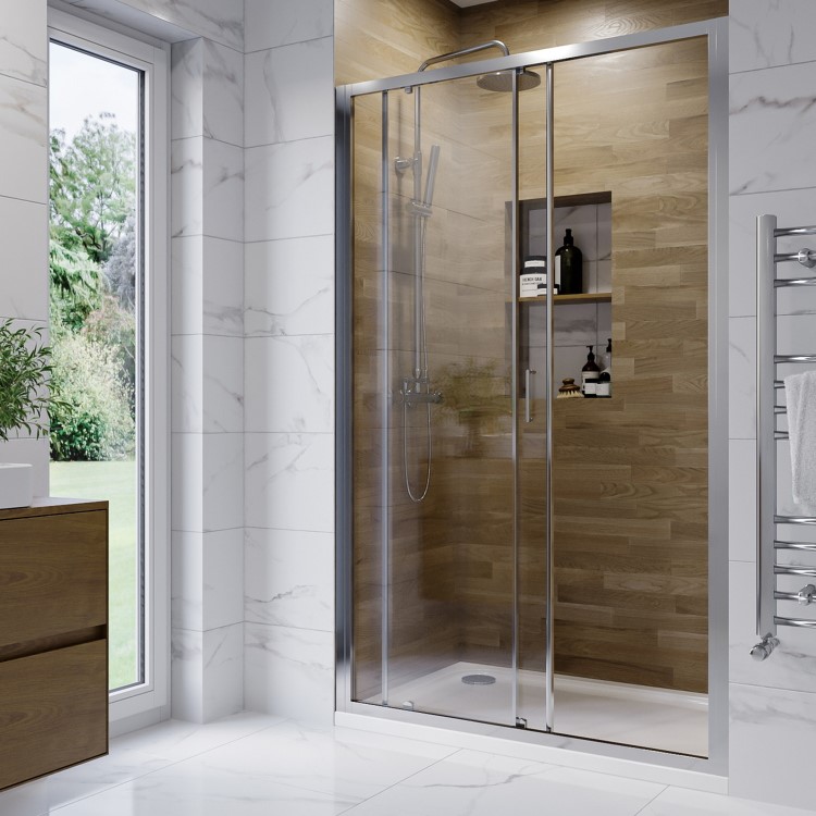 1200mm Chrome Sliding Shower Door 6mm Glass - Carina