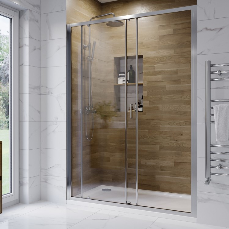 1400mm Chrome Sliding Shower Door 6mm Glass - Carina