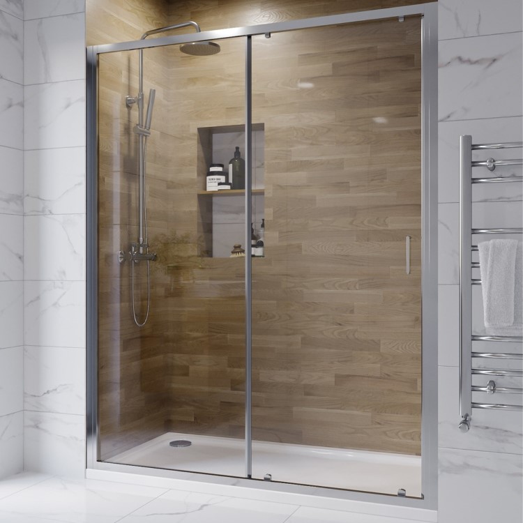 1700mm Chrome Sliding Shower Door 6mm Glass - Carina