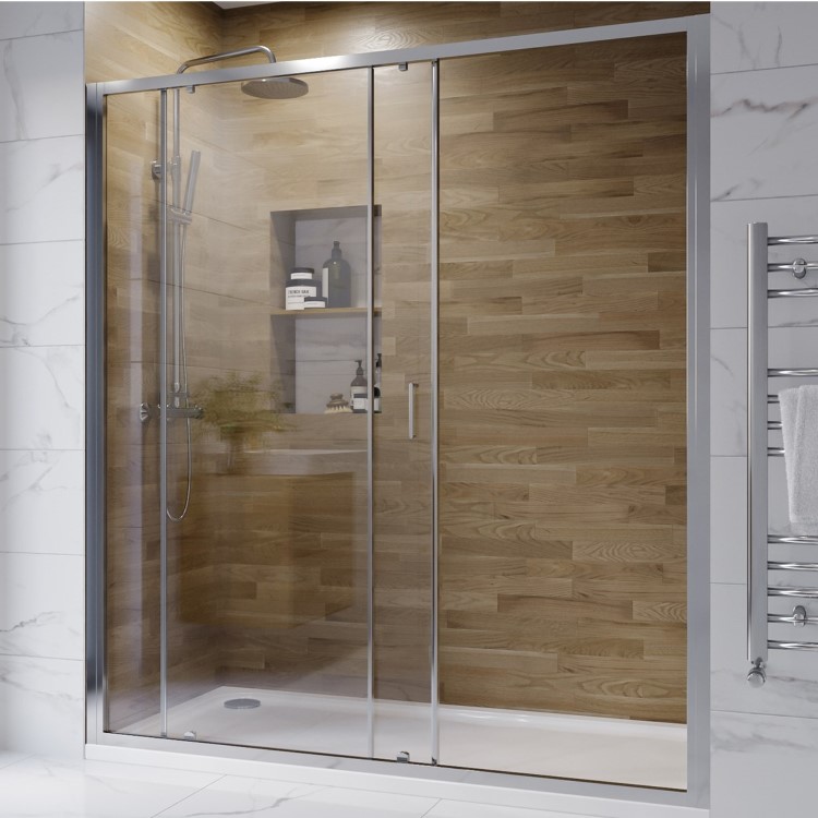 1700mm Chrome Sliding Shower Door 6mm Glass - Carina