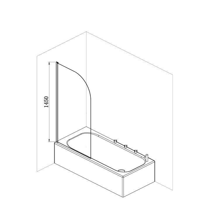 Single Ended Shower Bath with Front Panel & Chrome Bath Screen 1700 x 750mm - Cotswold