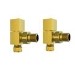 Brushed Brass Square Angled Radiator Valves - For Pipework Which Comes From The Wall 