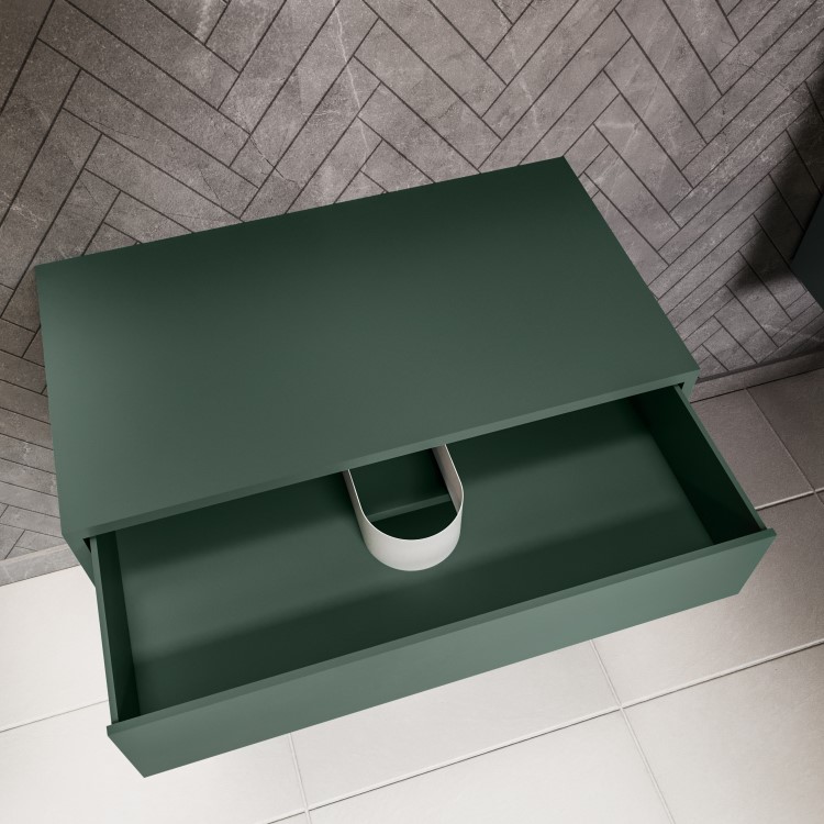 800mm Green Wall Hung Countertop Shelves - Lugo