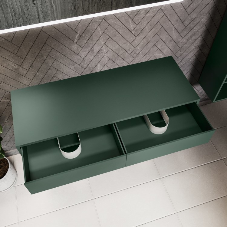 1200mm Green Wall Hung Countertop Shelves - Lugo