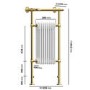 White and Brass Traditional Column Radiator with Towel Rail 952 x 659mm - Regent