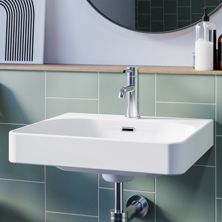 GRADE A1 - Square Wall Hung Basin 500mm - Andros