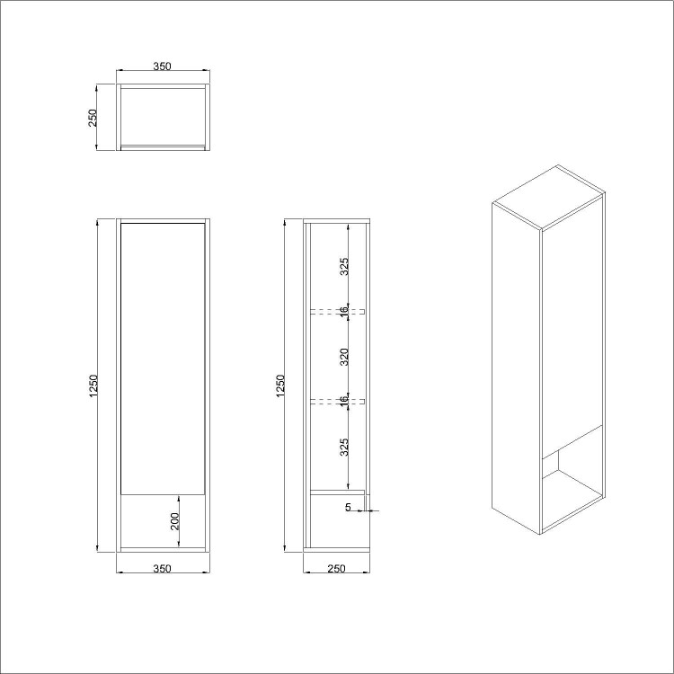 GRADE A1 - White Wall Mounted Tall Bathroom Cabinet 350mm - Lugo