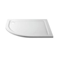 1000x800mm Left Hand Offset Quadrant Shower Tray - White Acrylic Stone Resin - Pearl