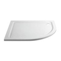 1000x800mm Right Hand Offset Quadrant Shower Tray - White Acrylic Stone Resin - Pearl