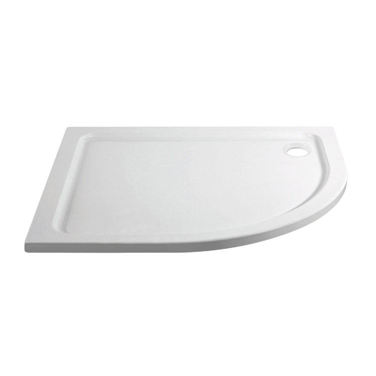 GRADE A1 - 1200x800mm Stone Resin Right Hand Offset Quadrant Shower Tray - Pearl