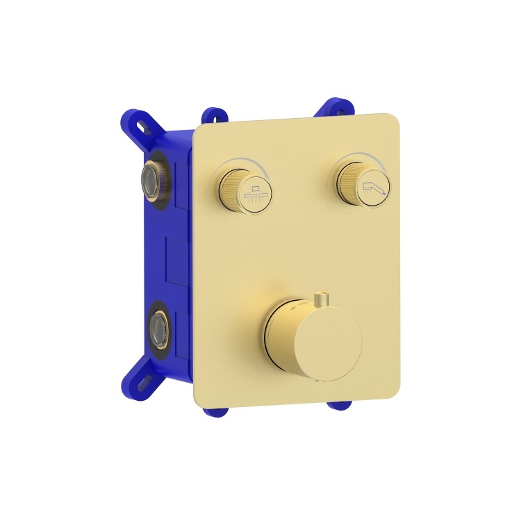 Brass 2 Outlet Concealed Thermostatic Shower Valve with 2 Function Push Button - Vance