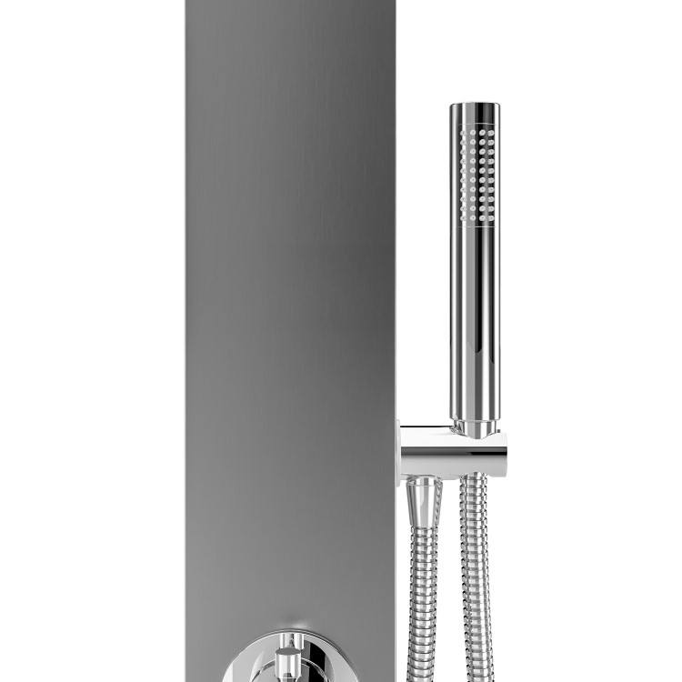 Chrome Outdoor Shower with Pencil Hand Shower 2 Outlets - Suva