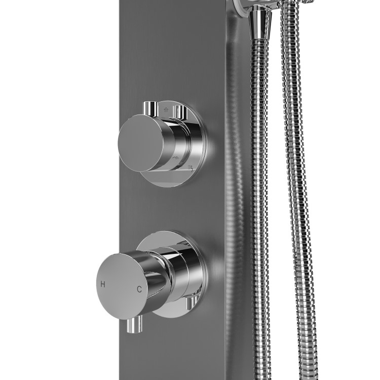 Chrome Outdoor Shower with Pencil Hand Shower 2 Outlets - Suva