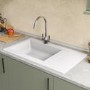 Single Bowl White Composite Kitchen Sink with Reversible Drainer - Essence Amelia