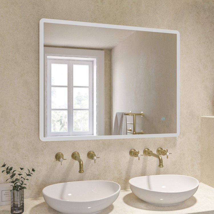 GRADE A1 - Rectangular LED Bathroom Mirror with Demister 900 x 700mm - Ariel