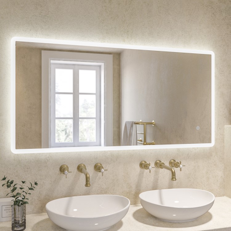 GRADE A1 - Rectangular LED Bathroom Mirror with Demister 1200 x 600m -Ariel