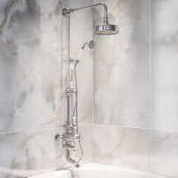 Chrome Traditional Thermostatic Mixer Shower Set with Bath Filler Spout- Slide Rail Kit & Hand Shower - Camden