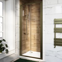 900mm Brushed Brass Bi-Fold Shower Door 6mm Glass - Carina