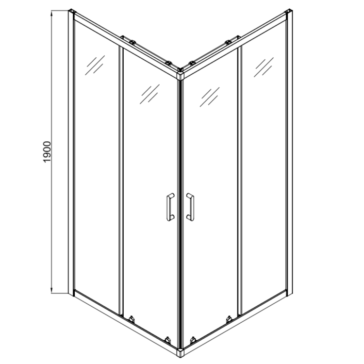 Chrome 6mm Glass Square Corner Entry Shower Enclosure 800mm -Carina