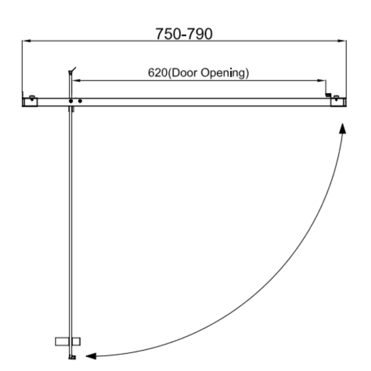 800mm Chrome Hinged Shower Door 6mm Glass - Carina