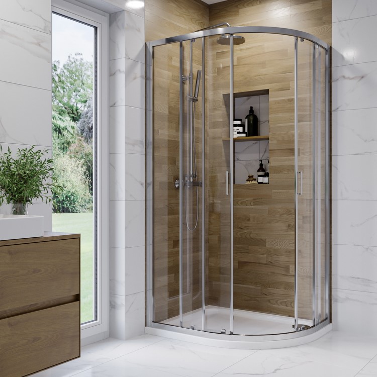 Chrome 6mm Glass Offset Quadrant Shower Enclosure 1000x800mm - Carina