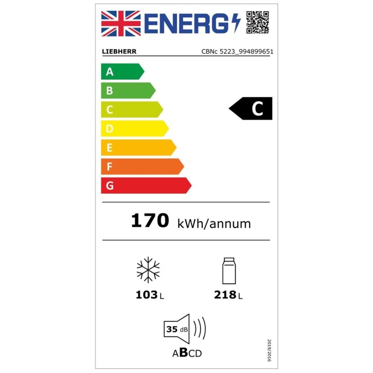 Refurbished Liebherr CBNc5223 Freestanding 320 Litre 60/40 Frost Free Fridge Freezer White