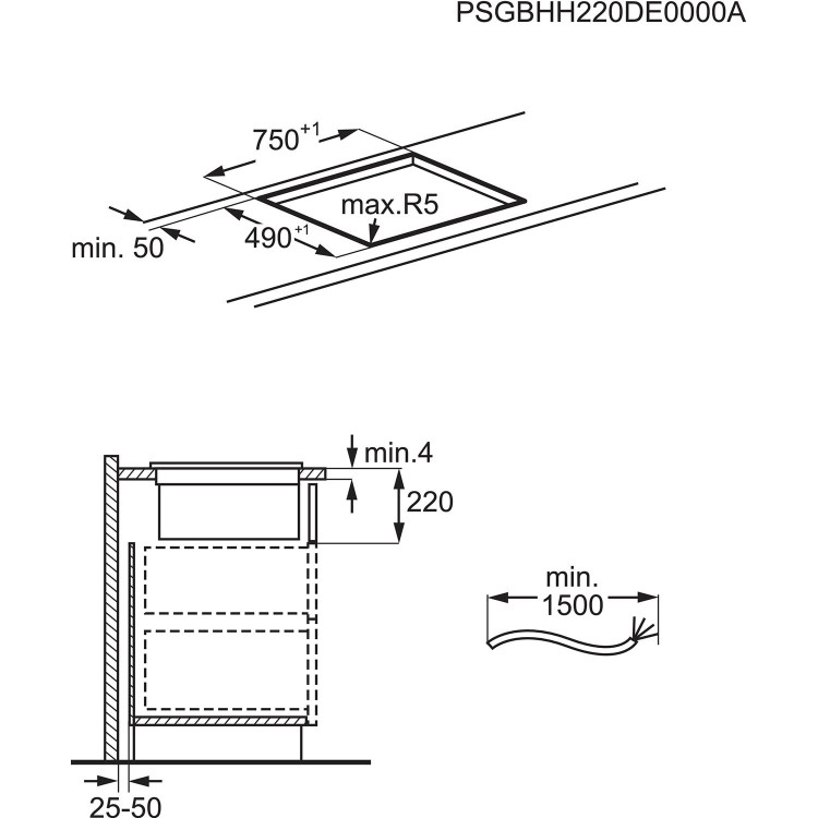 AEG 6000 Series 78cm 4 Zone Venting Induction Hob - Recirculation Only